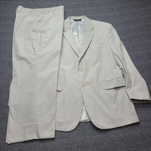 Jos A Bank Suit Mens 43R 37R Beige 2 Piece Blazer Pants Classic Fit Dress